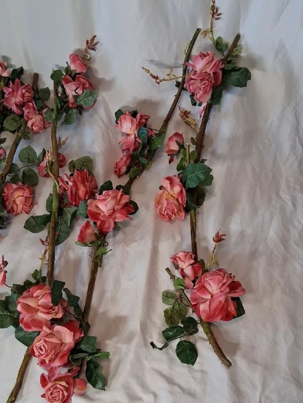 1 Lot of 6 Pink Artificial Rose Vine Garland - Home Accents
